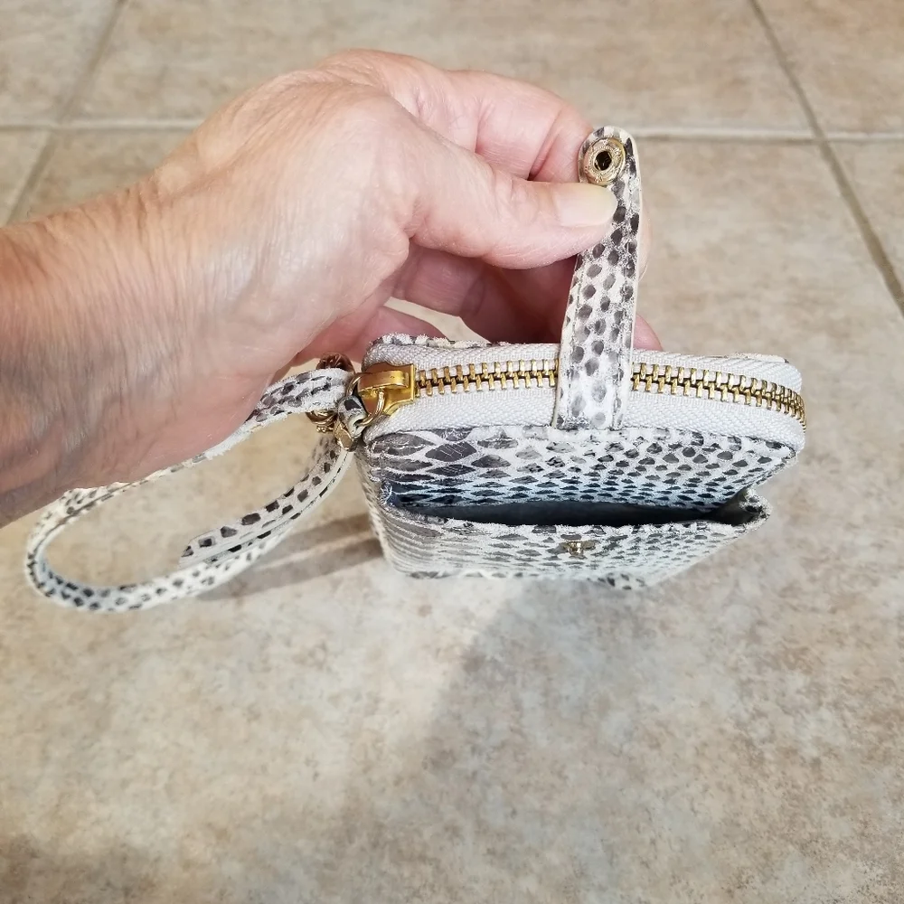 Elliott Lucca Grey Snakeskin Wristlet